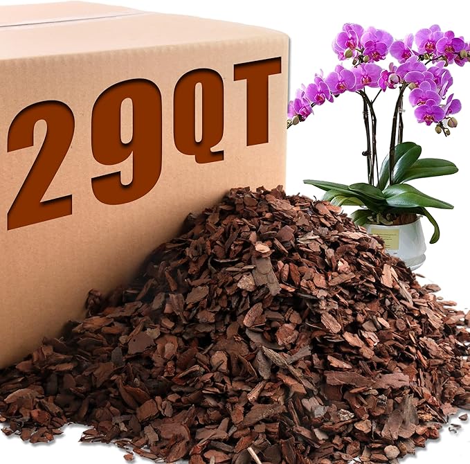 AVALUTION Orchid Potting Bark-29QT Organic Orchid Bark for Plants, All Natural Pine Bark Wood Chips Orchid Bark Potting Mix for Houseplant Mulch, Help Orchid Plants Root Health Development