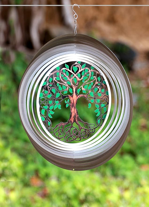 Tree of Life Wind Spinners for Yard and Garden, Metal Ornaments for Garden Décor, Outdoor Wind Spinner, Tree of Life Gifts, Outdoor Garden Decoration, 12 inch Tree of Life Wall Décor by ISEO