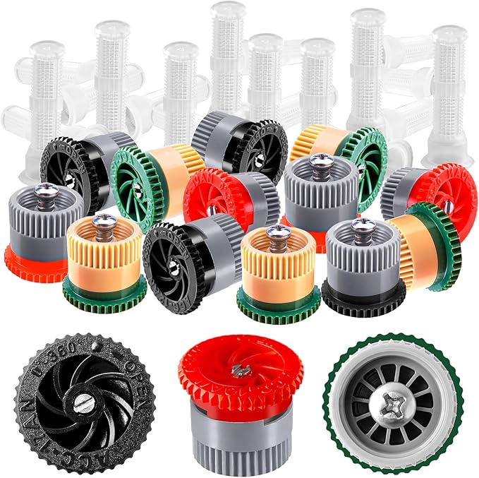 24 Pieces Variable Arc Nozzle, Replacement Pop-up Sprinkler Heads Compatible with Most of Adjustable Pop Up Sprinklers Spray Head for Garden Lawn Irrigation High Efficiency (10AN, 12AN, 17AN)