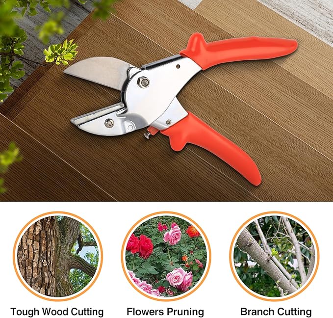 8" Professional Heavy Duty Anvil Pruning Shears with SK-5 Blades, Garden Shears for Dry Stems and Small Branches, Gardening Scissors, Clippers for Wood, Plastic, Rubber, Leather | LFXP1108