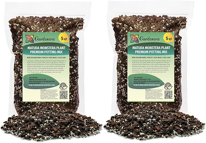 Monstera Siltepecana Matuda Planting Mix - Promotes Steady Growth and Healthy Leaves - 10 Quart (2 Bags of 5 Quart)