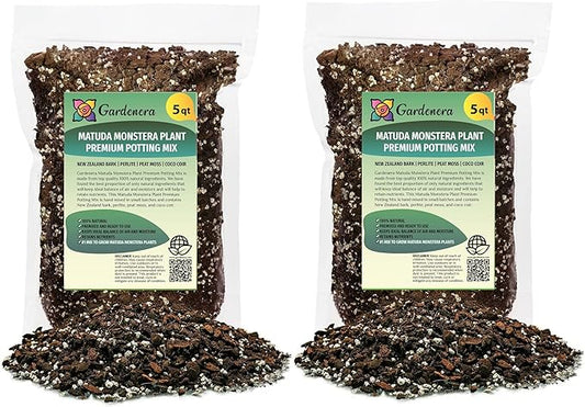 Monstera Siltepecana Matuda Planting Mix - Promotes Steady Growth and Healthy Leaves - 10 Quart (2 Bags of 5 Quart)