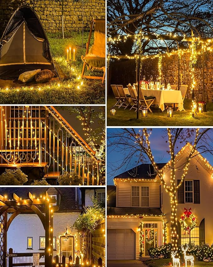 3 Pack Solar Fairy Lights for Outside Waterproof, Total 147FT 450LED Solar String Lights Outdoor 8 Modes Solar Twinkle Lights for Garden Yard Christmas Tree Wedding Party Decor, Warm White