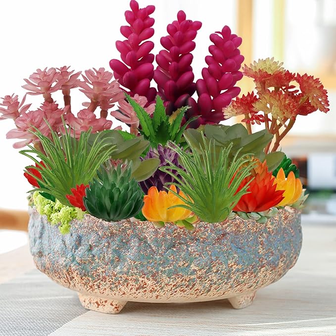 Succulents Plants Artificial, 22pcs Colorful Fake Succulents, Mini Artificial Succulents for DIY Crafting Home Terrarium Floral Wall Garden Arrangement Office Decoration (Unpotted)