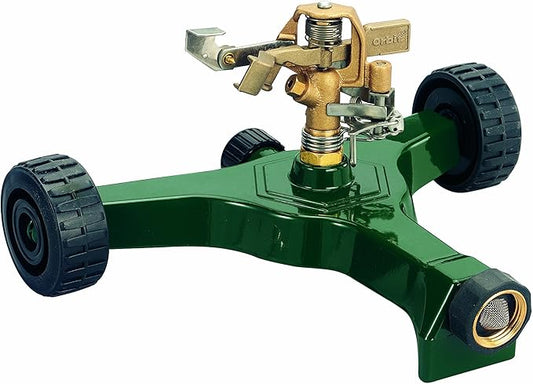 Orbit 56186N Lawn and Garden 1/2-Inch Brass Impact Sprinkler with Metal Wheel Base