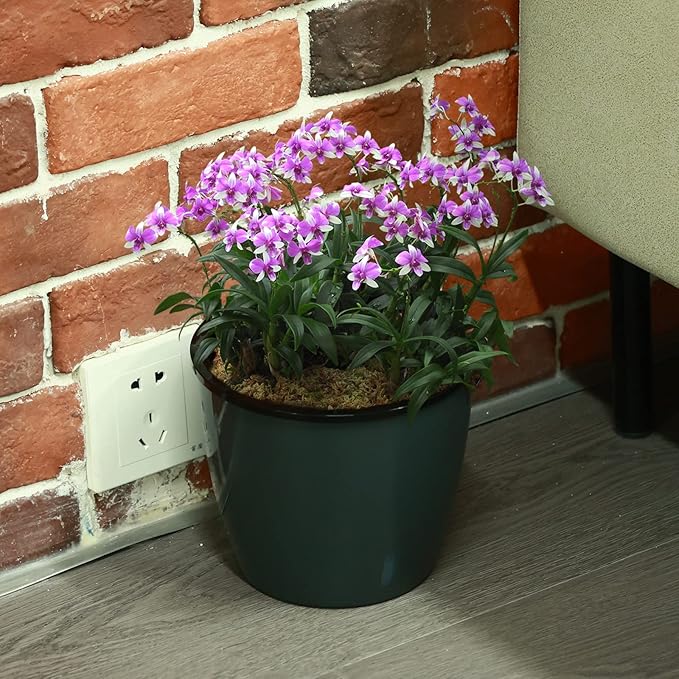 Planterhoma 5 Inch Self Watering Pots for Indoor Plants, 6 Packs African Violet Pots with Water Indicator and Black Wick Pots, Self Watering Planters for Devil's Ivy, Indoor Plant Pots, Grey Gold