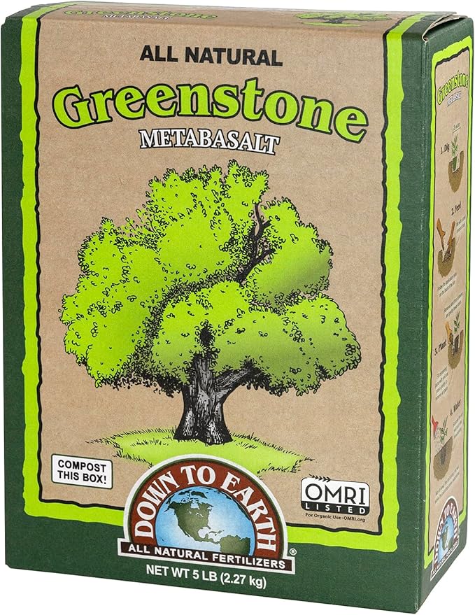 Down to Earth All Natural Greenstone Metabasalt, 5 lb Mineral Elements Iron, Calcium, Magnesium for Organic Garden Soil