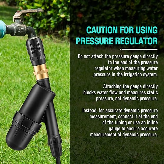 2 Pack Drip Irrigation Pressure Regulator Kit, Drip Irrigation Filter with 25 PSI 3/4'' Hose Thread Pressure Regulator, with Metal Connector, for Drip Irrigation System, Pressure Reducer
