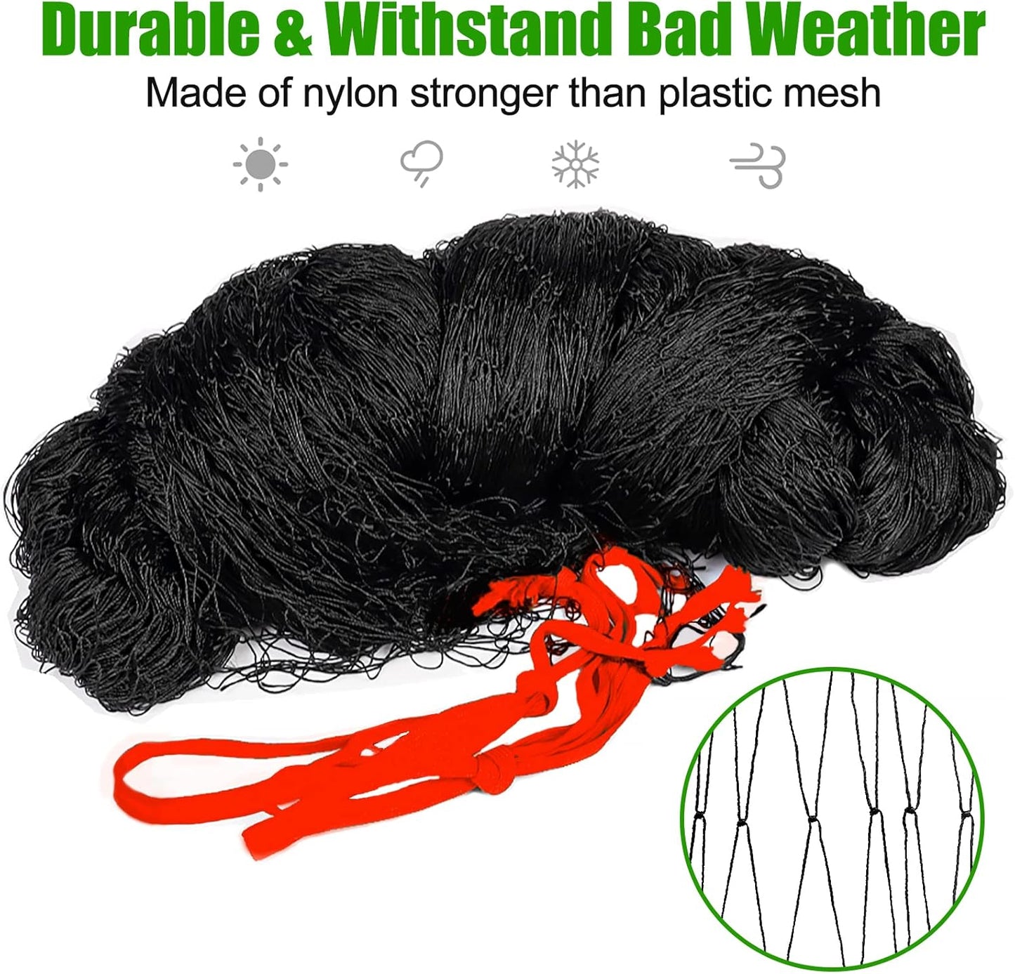 Bird Netting - 50x 50ft Black Poultry Net with 1" Square Mesh Protect Against Rodents Birds, Hawk, Squirrel and Other Animals, Durable & Reusable Anti-Bird Netting use for Fence, Farm & Orchard