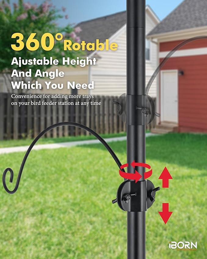 iBorn Bird Feeders Hangers for 1” Pole Stand Station Outdoor Hanging Hooks for Humming Bird Feeders for Outside Plant Hanger Hook Bracket Kit 12.2 Inch Long Metal Hooks for 1 Inch Pole, Pack of 2