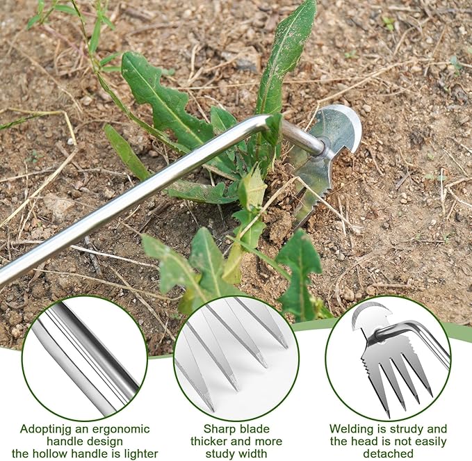 LANBOUY 2 Pack Weed Rake Puller Gardening Weed Garden Hand Weed Puller Tool, Yard Weed Puller Gardening Small Weeding Rake, for Lawn Farm Farming Remover Weed Puller