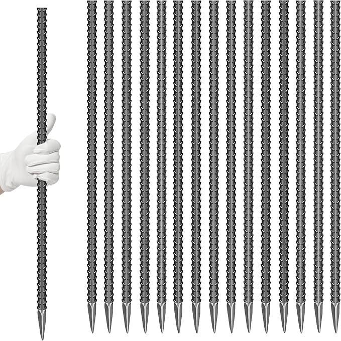 16 Pieces 24-Inch Garden Ground Stakes Galvanized Steel Rebar Stake - Heavy Duty Anchors for Tents, Position Kits,Fences, and Trampolines