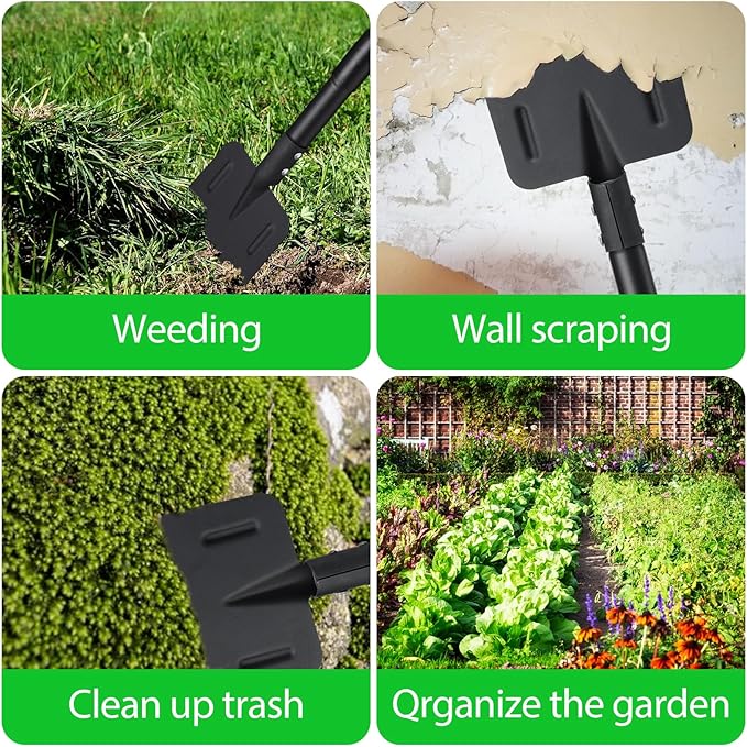 Multifunctional Garden Cleaning Shovel, Heavy Duty Steel Flat Shovel with 67" Adjustable Handle, Gardening Scraper Shovel, Outdoor Spade Tool for Weeding, Lawn Edging, Digging, Ice Removal