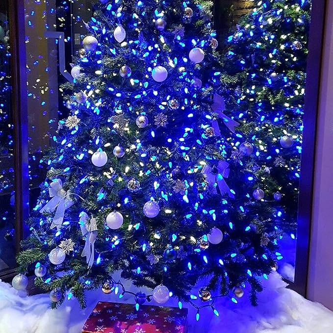 Blue Christmas Lights, 2 Pack Total 40 FT 200 Count Incandescent Christmas Mini Tree String Lights, Waterproof Christmas Decorations for Outdoor Indoor Xmas Patio Home Party Garden Yard Decor