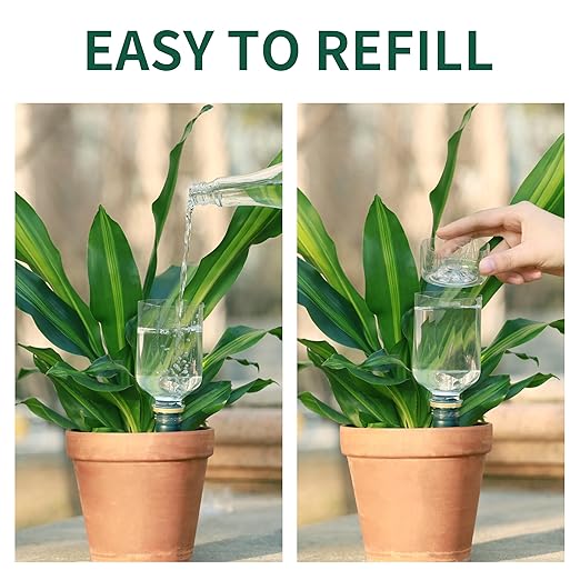 Bottle Adapter Self Watering Spikes Stakes, Vacation Plant Watering Devices, Slow Release Self Watering Planter Insert, Terracotta Drip Irrigation System, Automatic Plant Waterer, 5 Pack