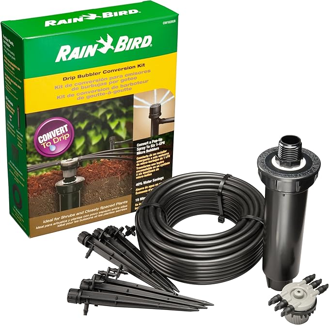 Rain Bird CNV182MBS Drip Irrigation Sprinkler Conversion Kit, 1800 Pop-Up to 6 Drip Micro Bubblers with 1/4" Tubing
