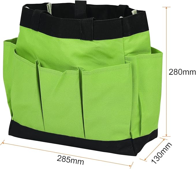 HARFINGTON Garden Tool Bag 11.2" x 5" x 11" Large Oxford Waterproof with Pockets Garden Tote Bag Gardening Plant Tool Organizer Storage Carrier Store for Outdoor Women Men, Green