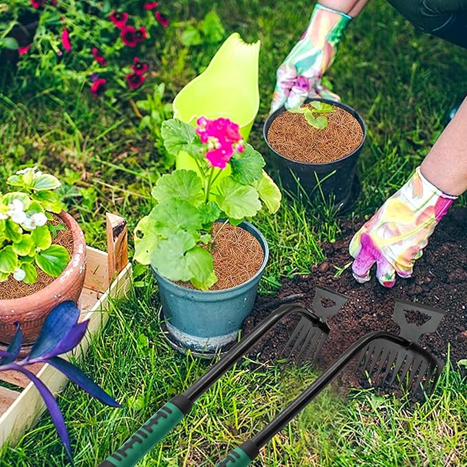 2 Pack Uprooting Weed Pulling Tools,Garden Hand Weeder Tools, Manual Multifunctional Weeders Gardening Tools for Yard and Garden(5Tines+8Tines)