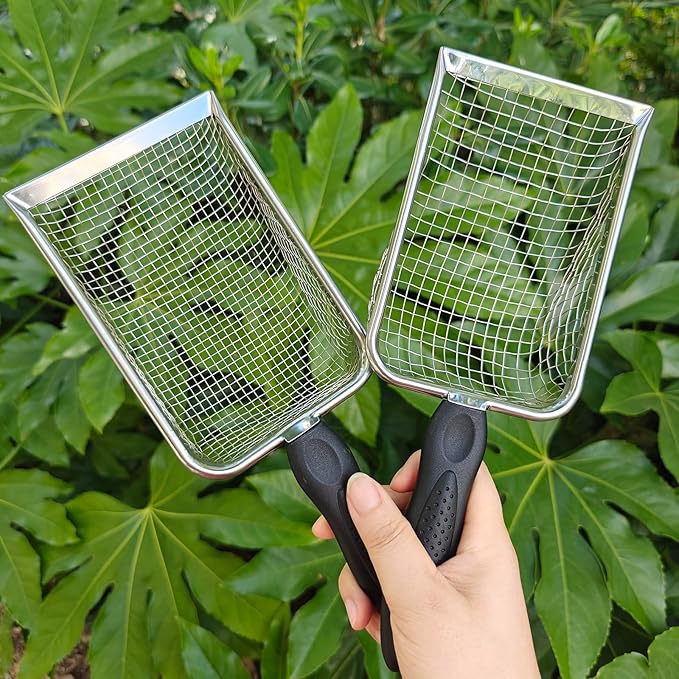 Soil Sifter for Gardening Pack of 2, Gardening Sand Soil Sifter Compost Sifter with Handle,Two Garden Sifters 3.8/5mm Mesh,Rocks Sifter Dirt Sifter Soil Sifter Shovel,Ideal for Gardening