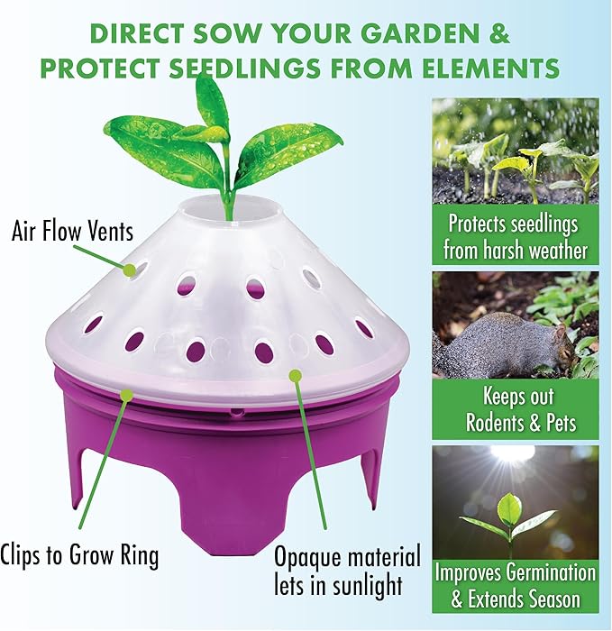 Flower Garden Kit with Grow Rings, Greenhouse Germination Domes, Seeds, Markers, Instructions – Gardening Gift for Mom, Teachers, Women, and Men – Made in USA