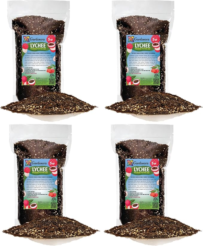 Premium Lychee Potting Soil Mix - Perfect Balance of Nutrients, Drainage, and Aeration for Thriving Lychee Trees - 20 Quart