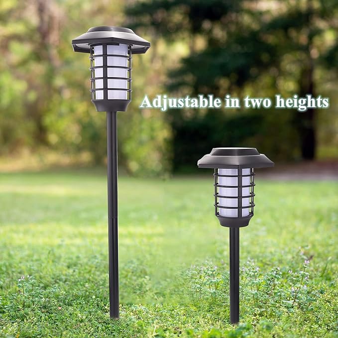 2Pack Solar Flame Lights Outdoor Solar Torch Lights Flickering Flame Solar Powered Auto On/Off Waterproof Security Path Lights for Walkway Garden Yard