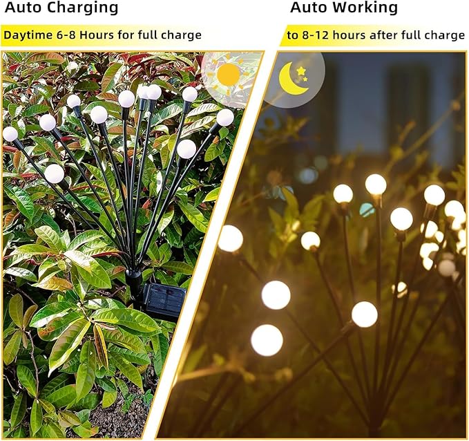 SOLARBABY Solar Garden Lights New Upgraded Solar Swaying Light Sway by Wind Solar Firefly Lights Outdoor Waterproof for Landscape Pathway Patio Yard Walkway Decoration Warm White