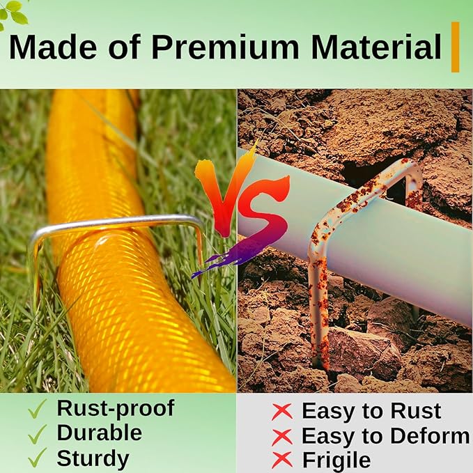 【75 Pieces】Landscape Staples, 6 Inch Garden Staples Galvanized Landscape Stakes, Heavy Duty U-Shaped Pins Stakes for Securing Weed Fabric Barrier, Ground Cover, Dripper Irrigation Tubing (75, 6 Inch)