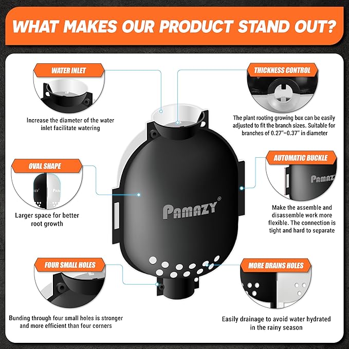 [Upgraded] 9Pcs Tree Root Growing Box with Drain Holes, Half Transparent Plant Rooting Propagation Ball & Metal Core Twist Ties, for Fast Propagation Plants (Size M)