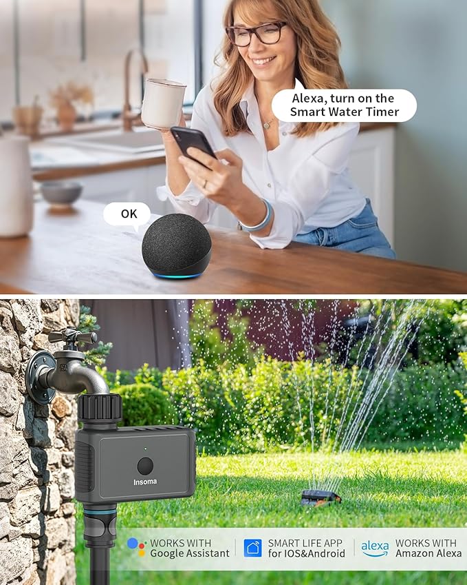 WiFi Water Timer 1 Zone, Smart Sprinkler Timer, WiFi Hose Timer for Garden Faucet, Irrigation Controller w/WiFi Hub, Up to 20 Watering Plans, App/Voice Control Work with Alexa and Google Assistant