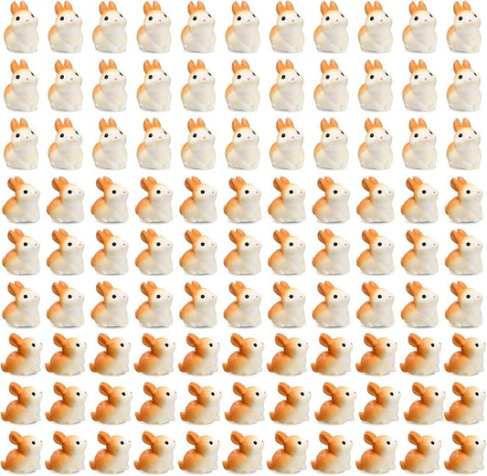 Marsui 100 Pcs Bunny Miniatures Figurines Rabbit Miniature Accessories Easter Garden Landscape Garden Rabbit for Easter Garden Accessories Dollhouses Decoration(Lively Rabbit)