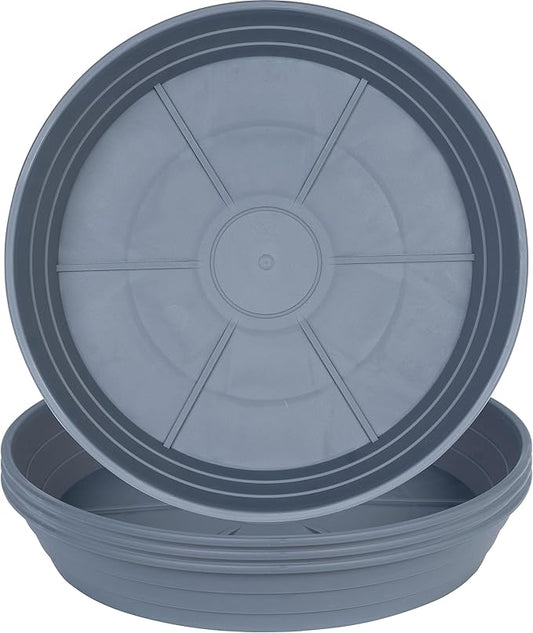 Plant Saucer 8 Inch 4 Pack 6 8 10 12 14 16 18 20 25, Plastic Plant Trays for Pots，Extra-Deep Plant Water Dray Tray, Bird Bath Bowl, Heavy Flower Plant saucers Indoors and Outdoor No Holes 8in-4 grey