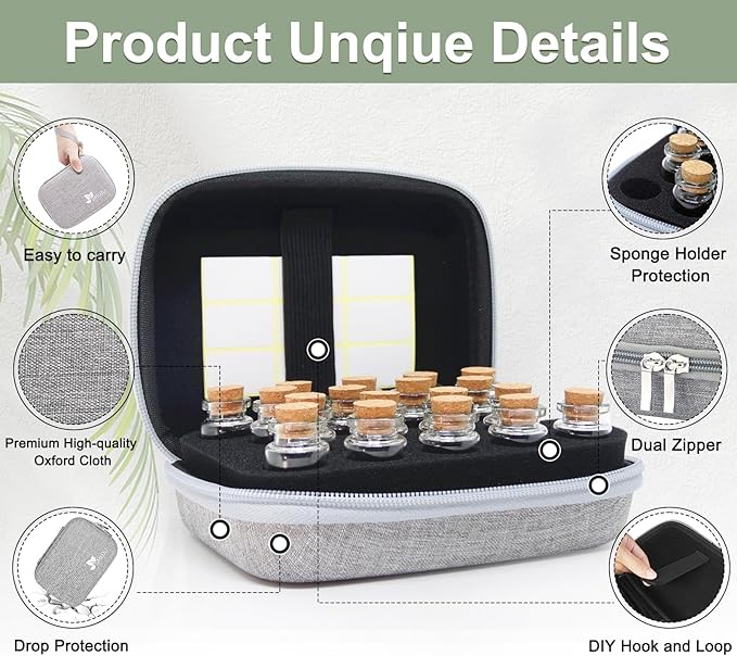 【18 Slots】 Seed Storage Organizer, Sturdy Seed Organizer Storage Box with Dual Zipper Bag and 21Pcs Label Stickers, Glass Seed Storage Container for Flower Vegetable Plants Garden Seeds Saving