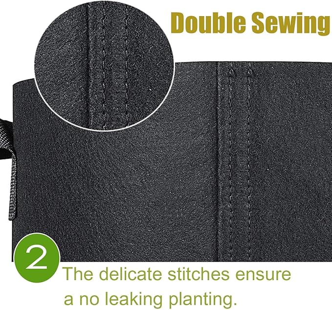 24-Pack 7 Gallon Grow Bags, Heavy Duty Thickened Non-Woven Plant Fabric Pots with Reinforced Handles