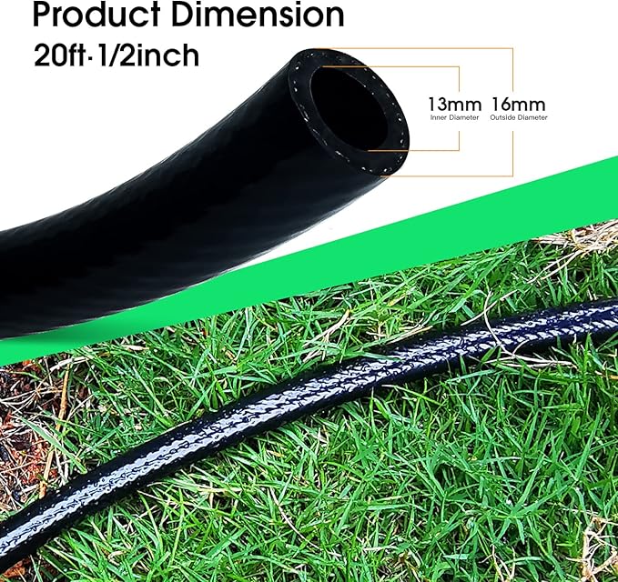 20 FT 1/2 inch Drip Irrigation Tubing Main Line Hose for Garden Irrigation System