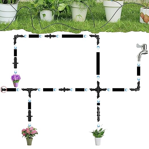 Drip Irrigation Parts, 1/4 Drip Irrigation Fittings Goof Plugs Drip Irrigation Kit - Drip Line Connectors 1/4 Barbed Connector Drip Irrigation Connectors 1/4 Irrigation Tubing 100 Pcs