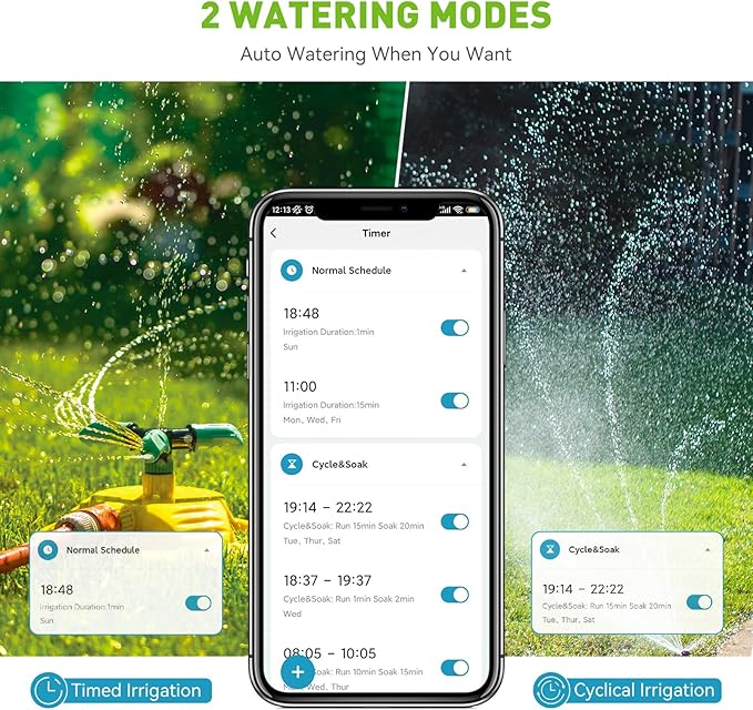 RAINPOINT Sprinkler Timer Outdoor, Bluetooth Hose Timer to 60M Connect Range, Digital Irrigation Water Timer for Garden Hose, Faucet Timer for Lawn Yard