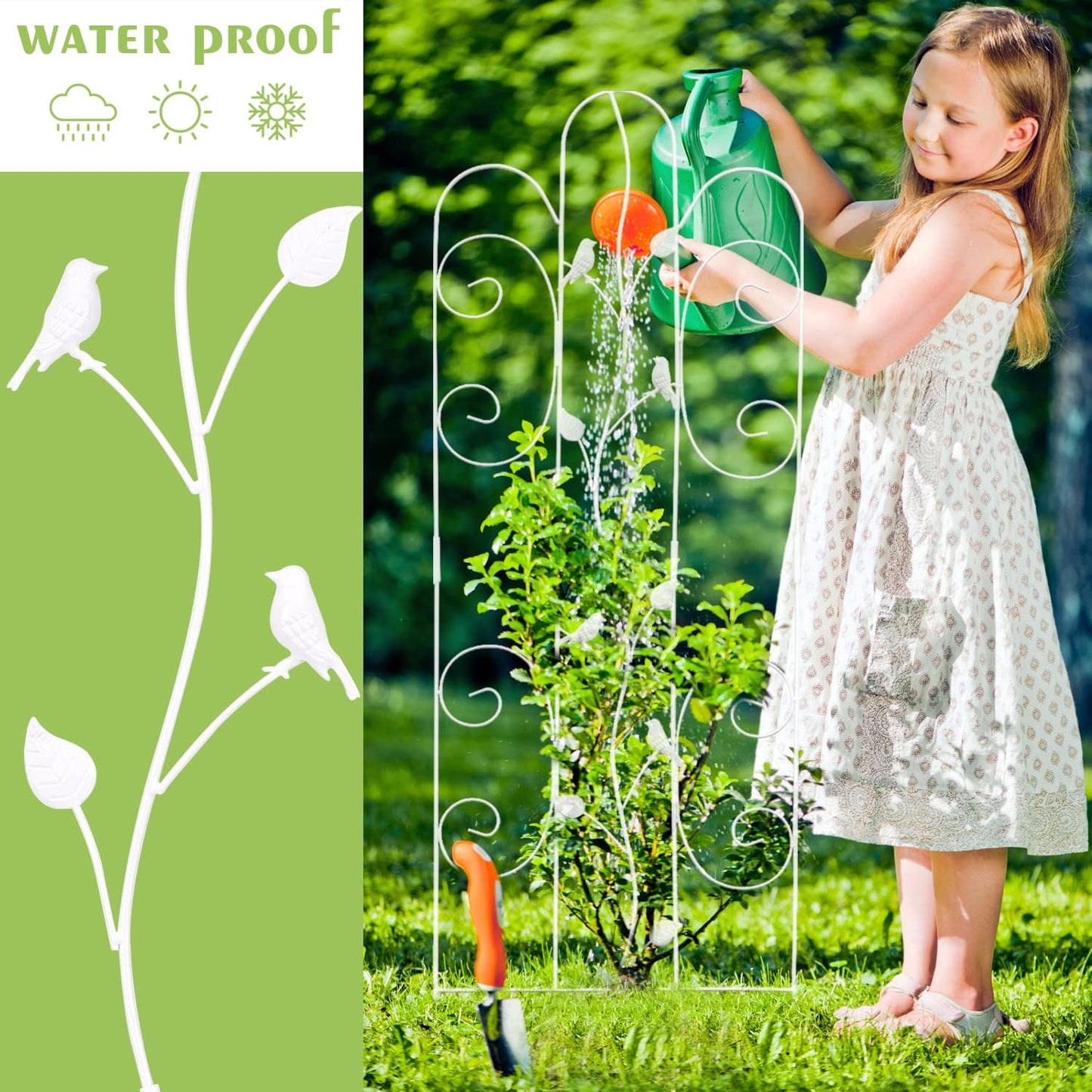 2 Pack Metal Garden Trellis for Climbing Plants Outdoor 61''x 18.5" Rose Flower Support Rustproof Sturdy Leaves Garden Trellis for Vegetables Trellis for Potted Plants - White