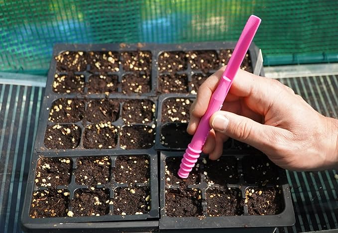 Dibby Seed Sowing Garden Tool Dibber Planter Transplanter – Sow Seeds at the Right Depth – Easily Transplant Delicate Seedlings (Dibby XL) Pink