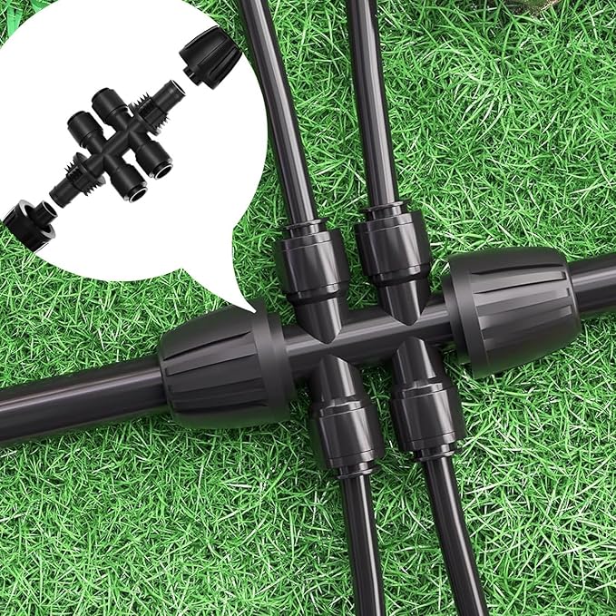 4Pcs 1/2 "to 1/4" Connector Barb Locking Fittings,Push-in 6 Way Irrigation Barb T-shirt Connector Parts for Leak Proof Locking Dispenser for Irrigation Pipes (1/2 "ID x 0.60" -0.64 "OD)