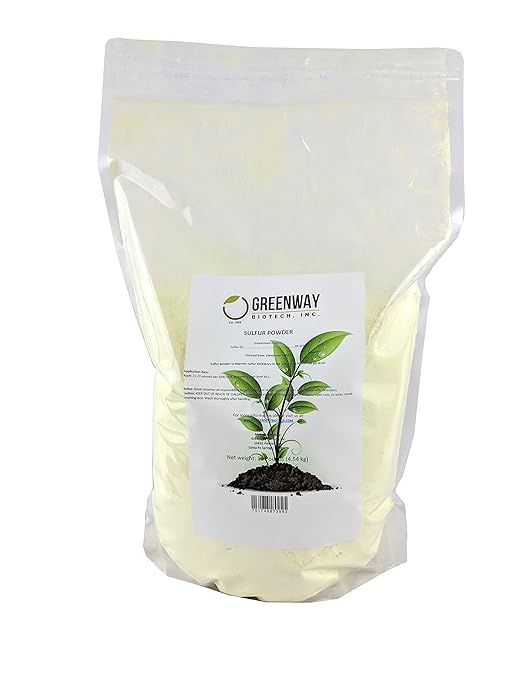 Greenway Biotech Organic Sulfur Powder Fertilizer for Plants- Required to Lower pH & Increased Sulfur Deficiencies- Essential Nutrients for Plant Growth with Macronutrients (10 Pounds)