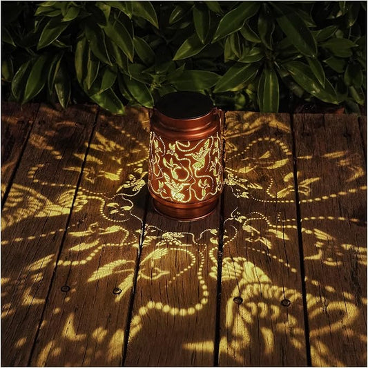 Solar Hummingbird Lanterns Outdoor Hanging Decor Lantern,Waterproof Hollow Out Metal Decorative Garden Light,Graceful Decoration for Patio,Yard,Landscape,Walkway,Festival