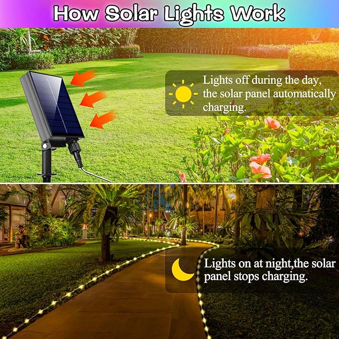 LitHome 18 Colors 50FT Solar Outdoor String Lights Waterproof,Color Changing 150 LED Rope Lights, Remote Controlled Fairy String Tube Lights for Outside Fence Trampoline Yard Christmas Decor