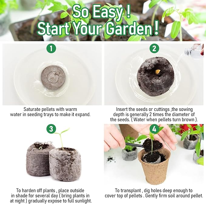 Legigo 50 Pcs 36mm Seed Starter Peat Pellets Pods for Seedlings- Compressed Seed Starting Pellets Seed Starter Pods Plugs Soil Peat Pods for Starting Seeds, Garden Planting Herb Flower Vegetables