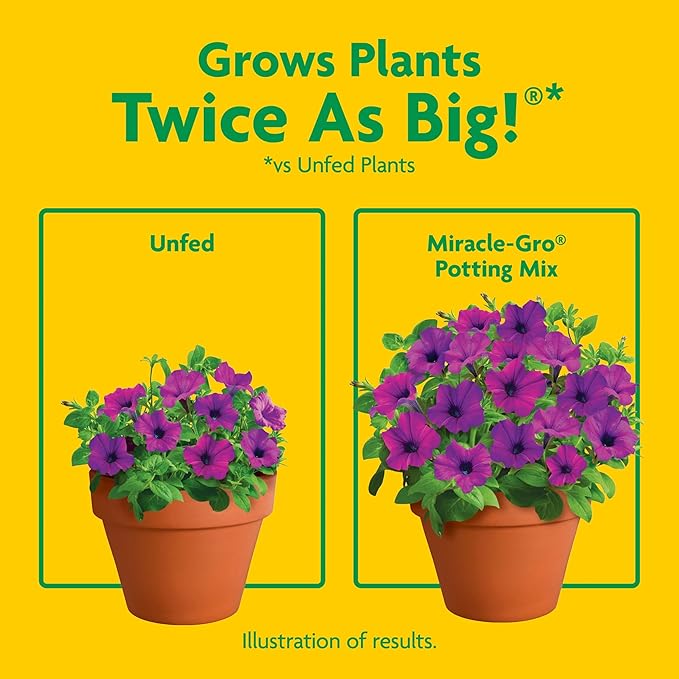 Miracle-Gro Potting Mix, For Container Plants, Flowers, Vegetables, Shrubs, Annuals, Perennials, Feeds up to 6 Months, 8 qt., 3-Pack
