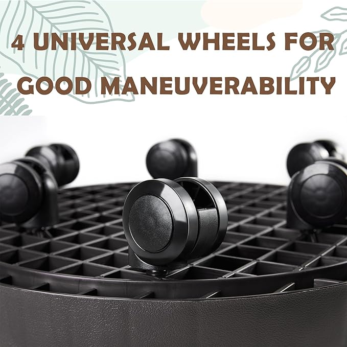 17.5 Inch Planter Caddies Rolling Saucer Caddy with Wheels, Heavy Duty Wheeled Stand for Potted Plant, Round Coaster Roller Base Tray with Casters, Flower Pot Dolly Holder for Indoor Outdoor