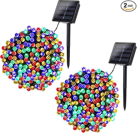 Joomer Solar Christmas Lights, 2 Pack Total 144 FT 400 LED 8 Modes Waterproof Solar Christmas Lights Outdoor for Christmas Decorations (Multicolor)