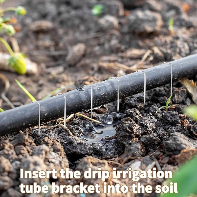 110/200pcs Irrigation Drip Tubing Landscape Staples J Shape Lawn Stakes 5 inch Length Drip Anchors Landscape Pins for Drip Tubing (200)