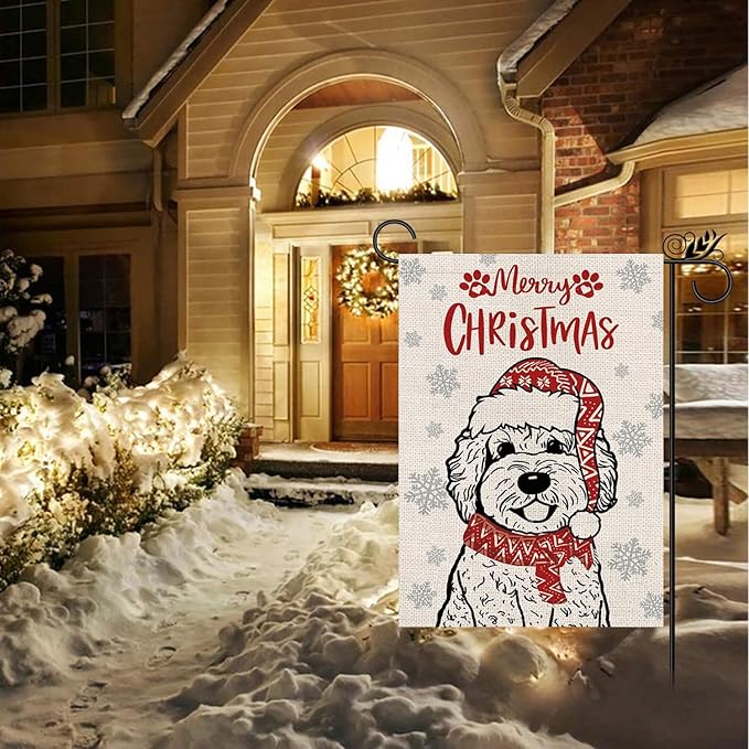 Seasonal Garden Flags Golden Doodle Double Sided Flags Set of 11 Holiday Farmhouse Indoor Outdoor Yard Lawn Christmas Gifts Decorations 12.5x18 Inch