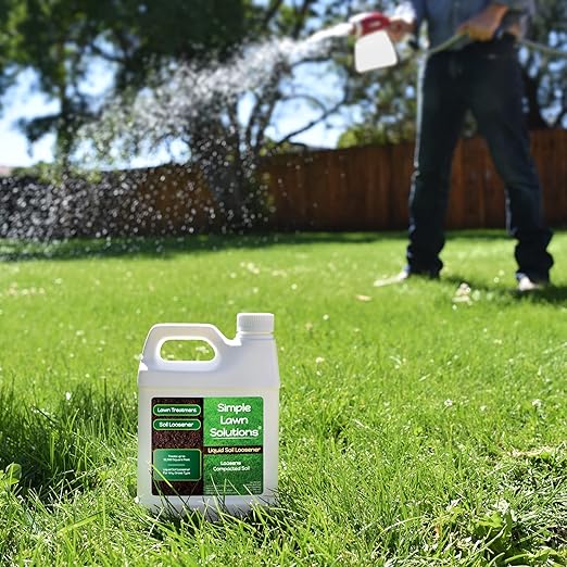 Liquid Soil Loosener- Soil Conditioner-Use alone or when Aerating with Mechanical Aerator or Core Aeration- Simple Lawn Solutions- Any Grass Type-Great for Compact Soils, Standing water, Poor Drainage